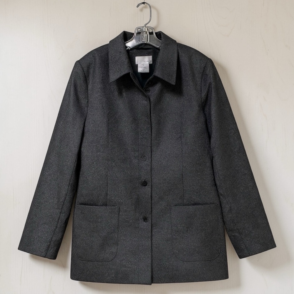 Spiegel Women Charcoal Gray Wool Cashmere Hidden Button Coat Jacket Poland 16